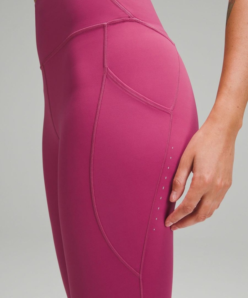 Lululemon Fast and Free High-Rise 25” Pockets Updated Tights Dam Lila Sverige | NLOWGR709