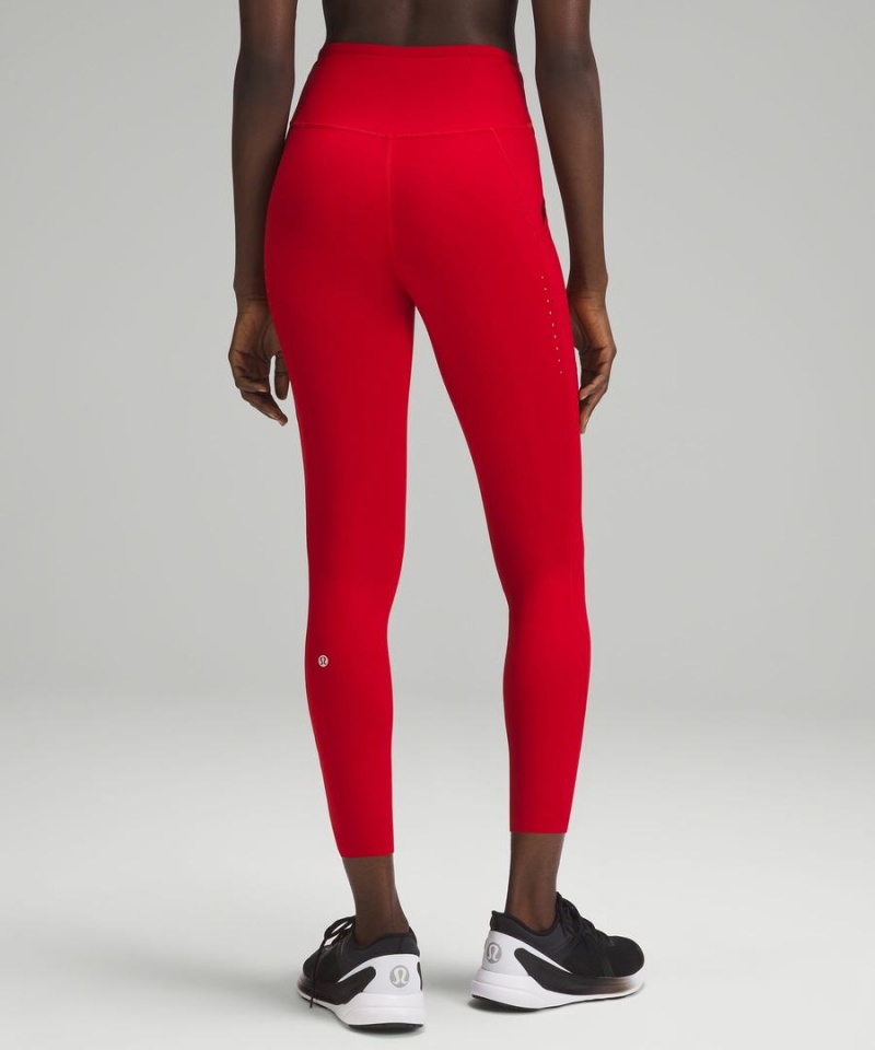 Lululemon Fast and Free High-Rise 25” Pockets Updated Tights Dam Mörkröda Sverige | ZLCWHA201