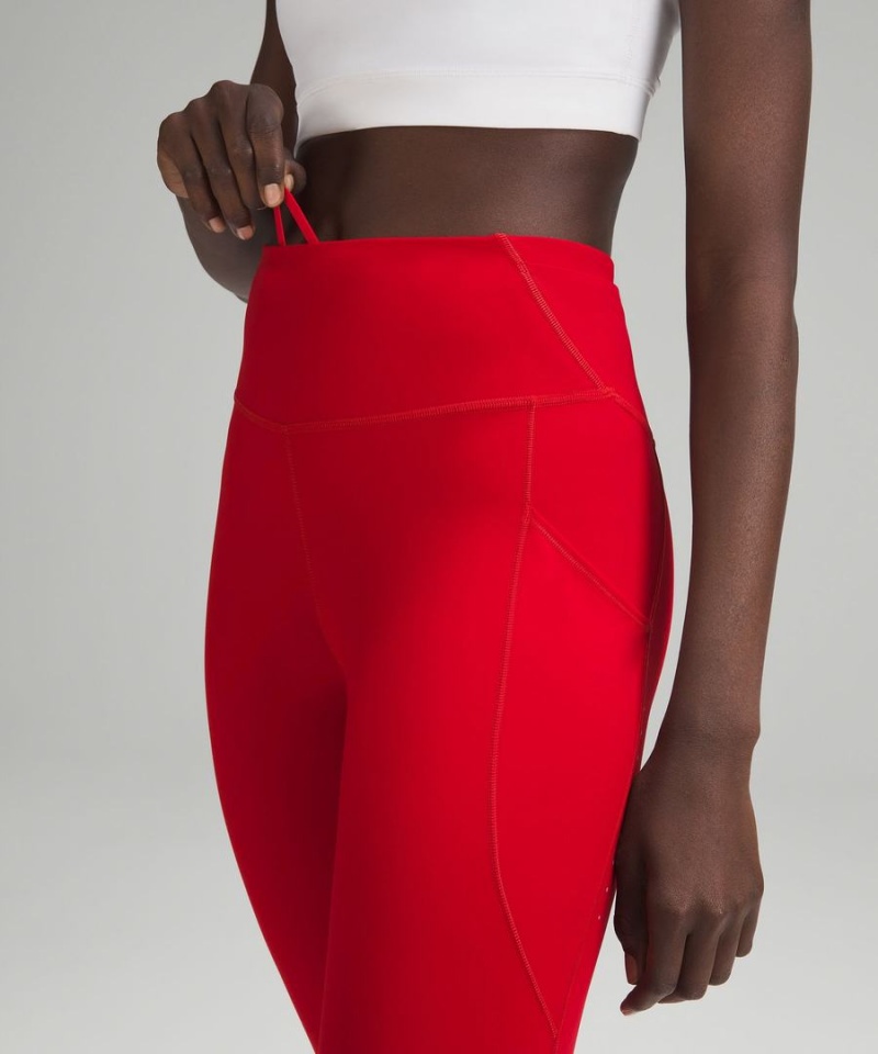 Lululemon Fast and Free High-Rise 25” Pockets Updated Tights Dam Mörkröda Sverige | ZLCWHA201