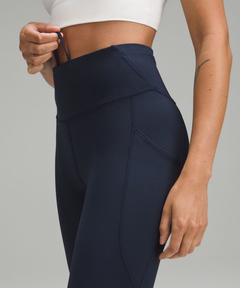 Lululemon Fast and Free High-Rise 25” Pockets Updated Tights Dam Marinblå Sverige | VOPSUH589