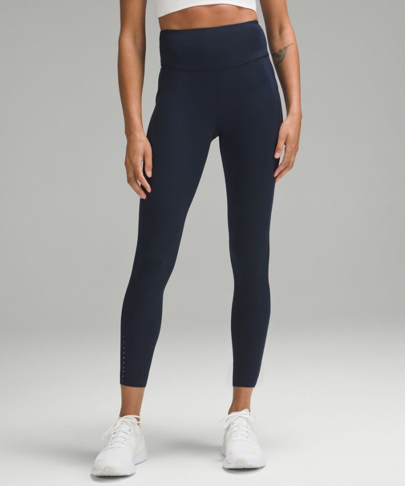 Lululemon Fast and Free High-Rise 25” Pockets Updated Tights Dam Marinblå Sverige | VOPSUH589