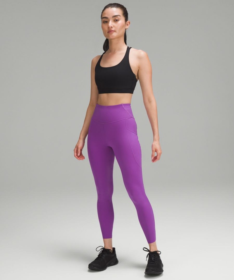 Lululemon Fast and Free High-Rise 25” Pockets Updated Tights Dam Lila Sverige | MAOBUK126