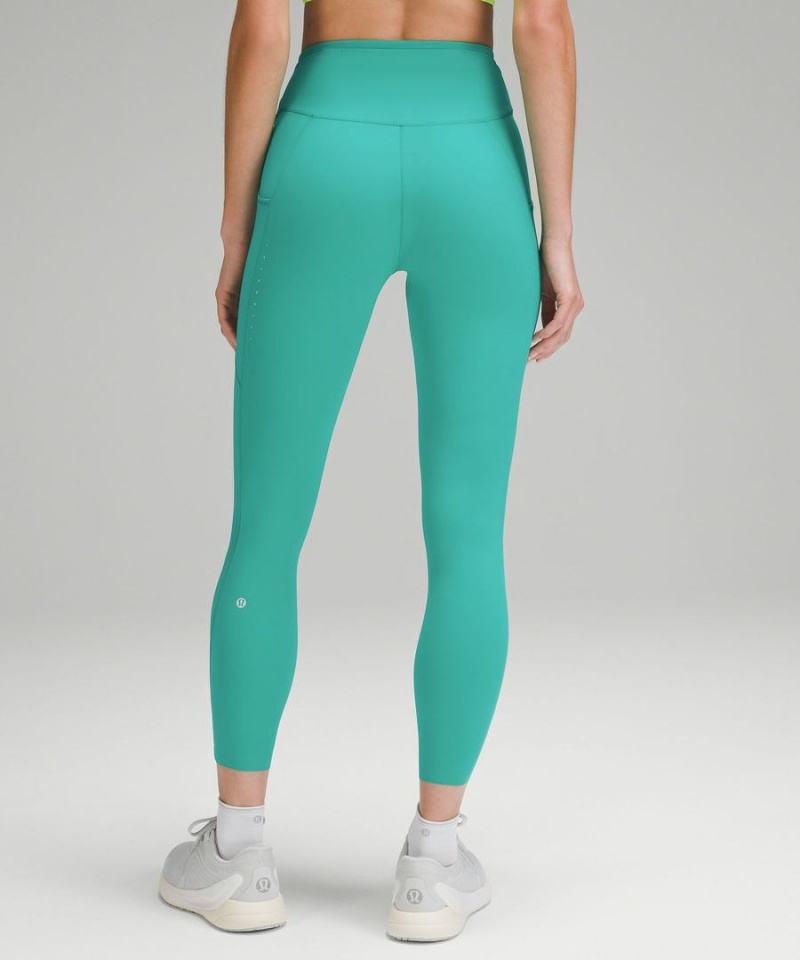Lululemon Fast and Free High-Rise 25” Pockets Updated Tights Dam Gröna Sverige | WXINAF406