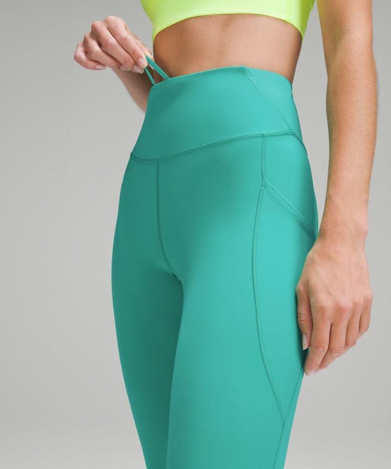 Lululemon Fast and Free High-Rise 25” Pockets Updated Tights Dam Gröna Sverige | WXINAF406