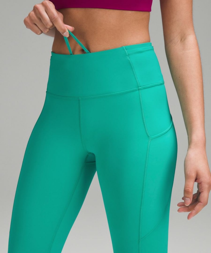 Lululemon Fast and Free High-Rise 25” Tights Dam Gröna Sverige | OCNHRS609