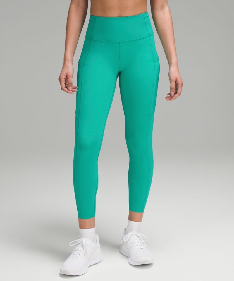 Lululemon Fast and Free High-Rise 25” Tights Dam Gröna Sverige | OCNHRS609
