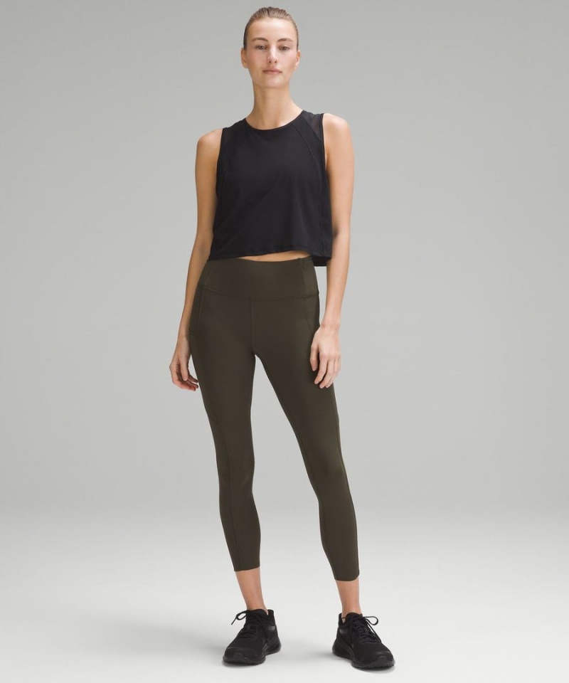 Lululemon Fast and Free High-Rise 25” Tights Dam Mörkolivgröna Sverige | YEJMDZ059
