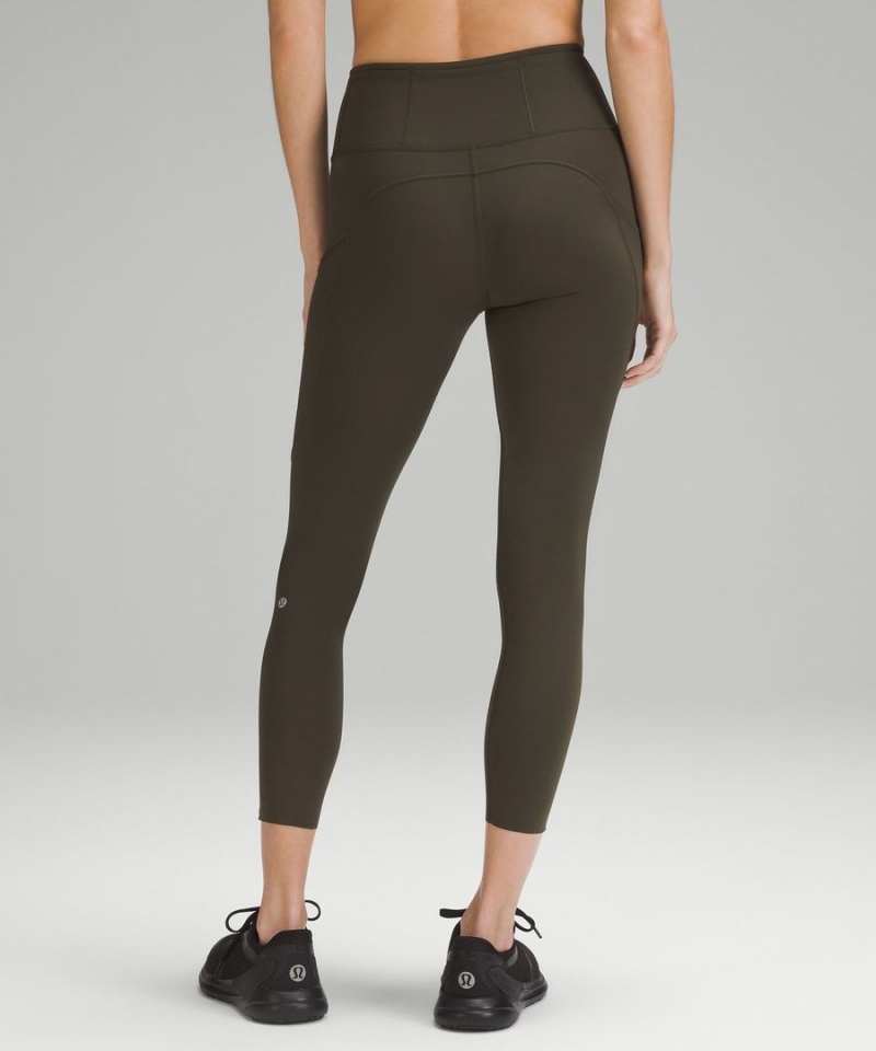 Lululemon Fast and Free High-Rise 25” Tights Dam Mörkolivgröna Sverige | YEJMDZ059