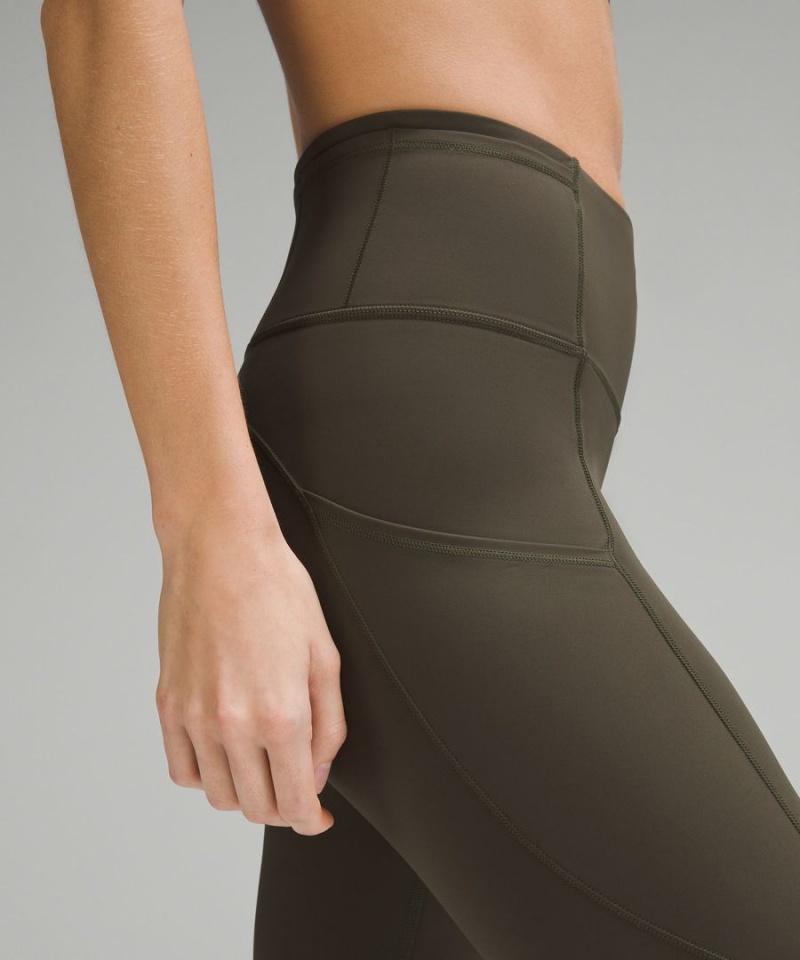 Lululemon Fast and Free High-Rise 25” Tights Dam Mörkolivgröna Sverige | YEJMDZ059