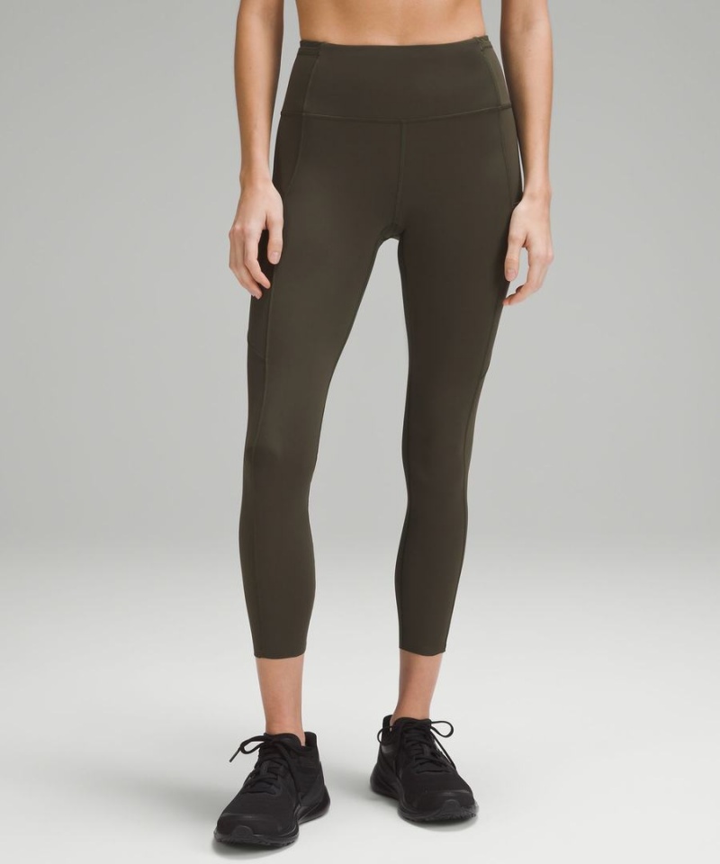 Lululemon Fast and Free High-Rise 25” Tights Dam Mörkolivgröna Sverige | YEJMDZ059