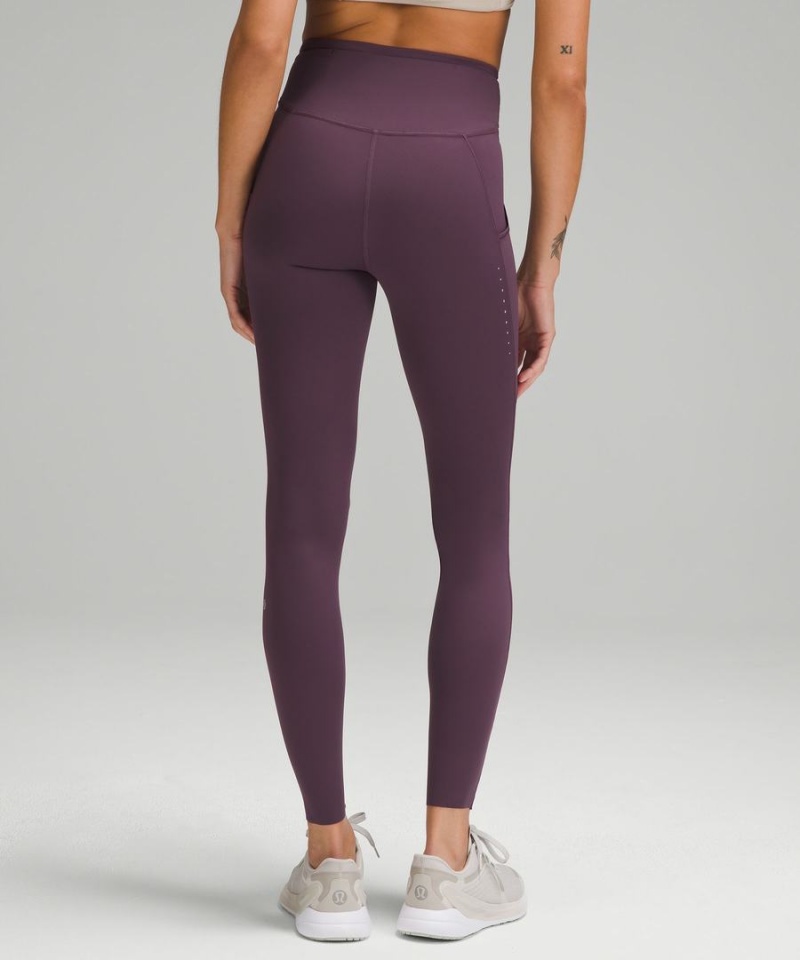 Lululemon Fast and Free High-Rise 28” Pockets Updated Tights Dam Lila Sverige | IKDTXR407