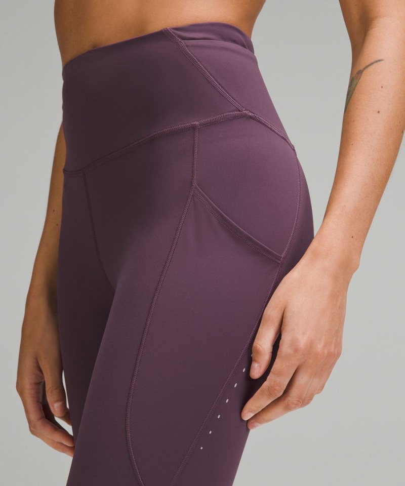 Lululemon Fast and Free High-Rise 28” Pockets Updated Tights Dam Lila Sverige | IKDTXR407