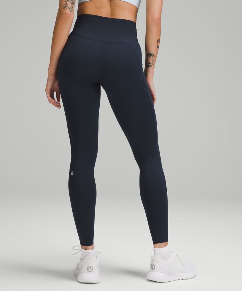 Lululemon Fast and Free High-Rise 28” Pockets Updated Tights Dam Marinblå Sverige | SJLZTV314