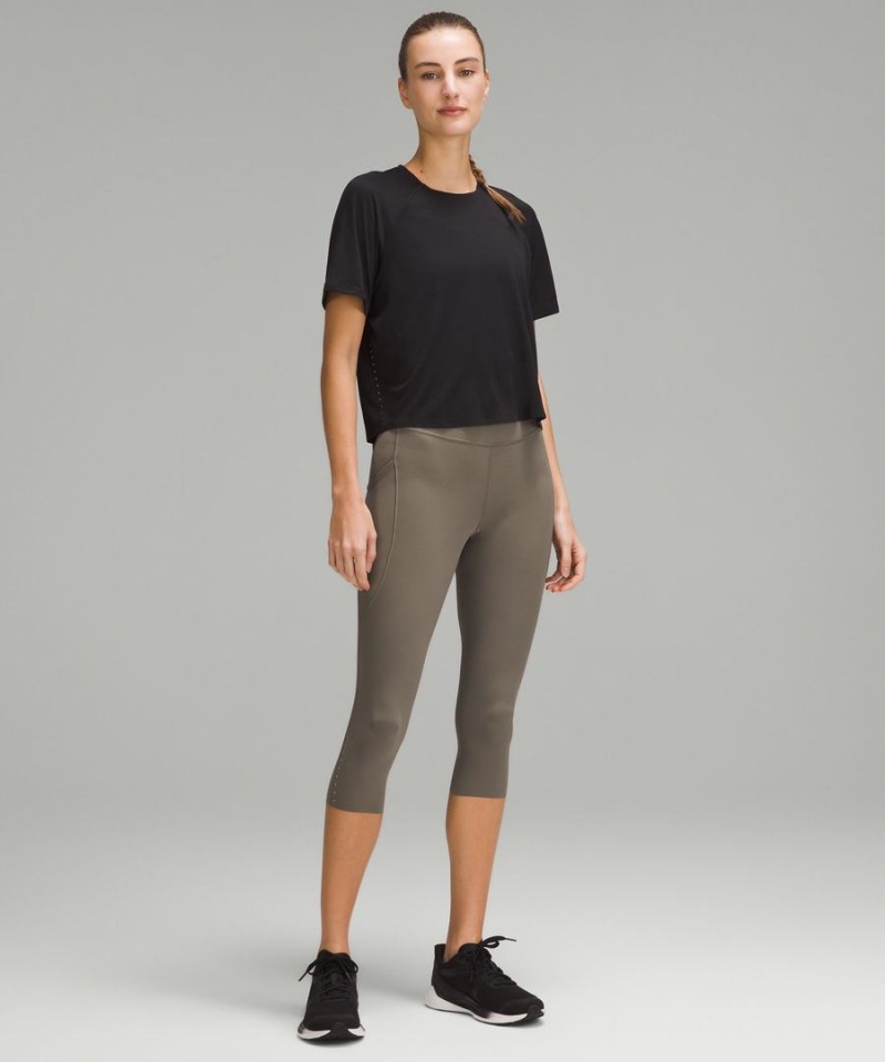 Lululemon Fast and Free High-Rise Crop with Pockets 19 Tights Dam Grå Sverige | KFIOEZ241