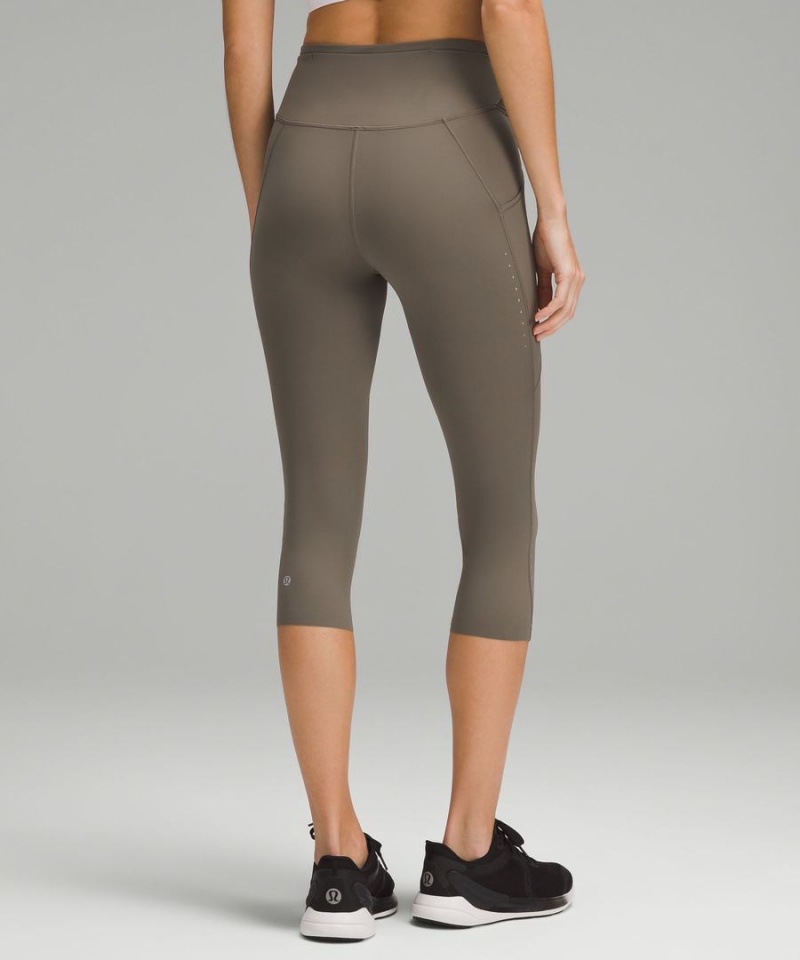 Lululemon Fast and Free High-Rise Crop with Pockets 19 Tights Dam Grå Sverige | KFIOEZ241
