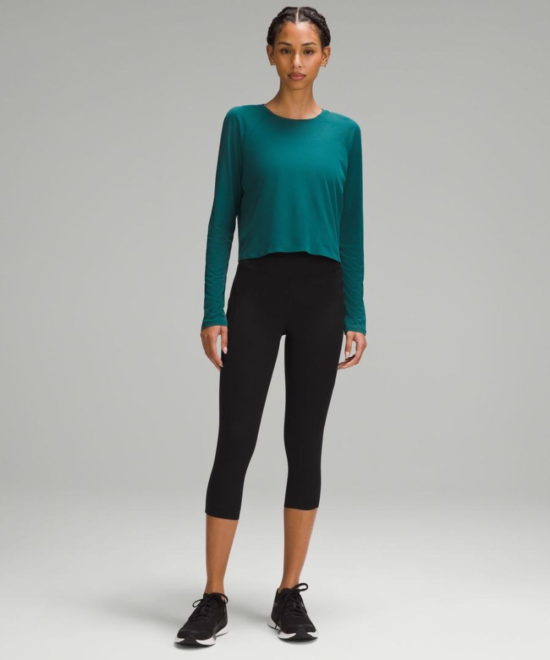 Lululemon Fast and Free High-Rise Crop with Pockets 19 Tights Dam Svarta Sverige | IDETKW964