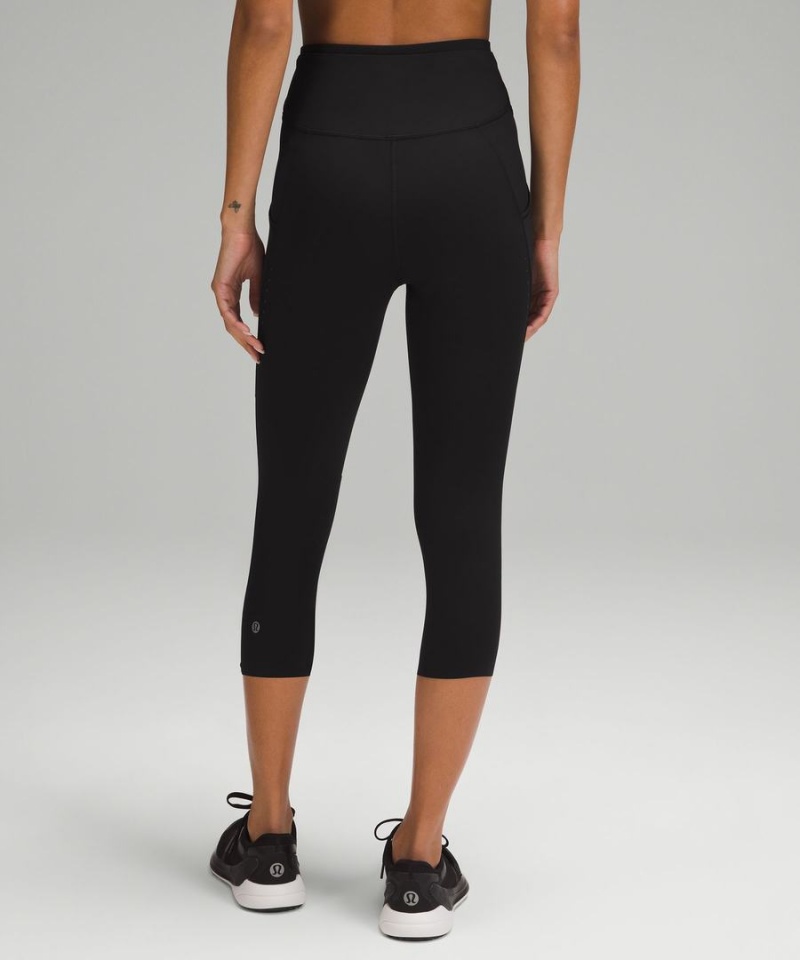 Lululemon Fast and Free High-Rise Crop with Pockets 19 Tights Dam Svarta Sverige | IDETKW964
