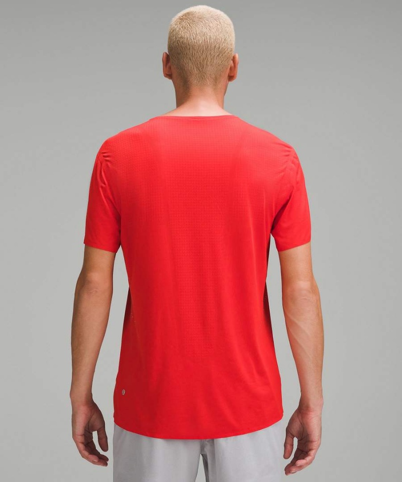 Lululemon Fast and Free Korta-Sleeve T-shirt Herr Röda Sverige | RGNWDY758