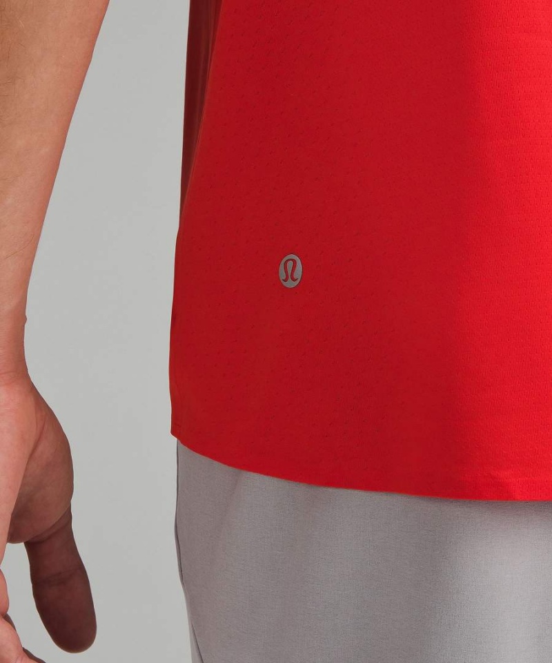 Lululemon Fast and Free Korta-Sleeve T-shirt Herr Röda Sverige | RGNWDY758
