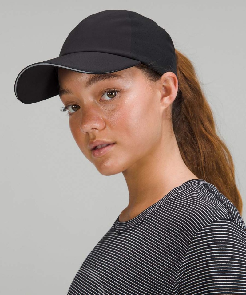 Lululemon Fast and Free Ponytail Löpar Vent Hatt Dam Svarta Sverige | KJOWPN861