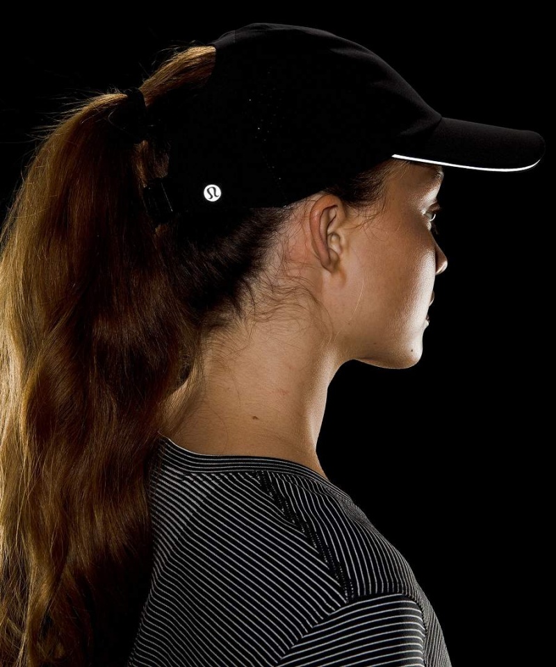 Lululemon Fast and Free Ponytail Löpar Vent Hatt Dam Svarta Sverige | KJOWPN861