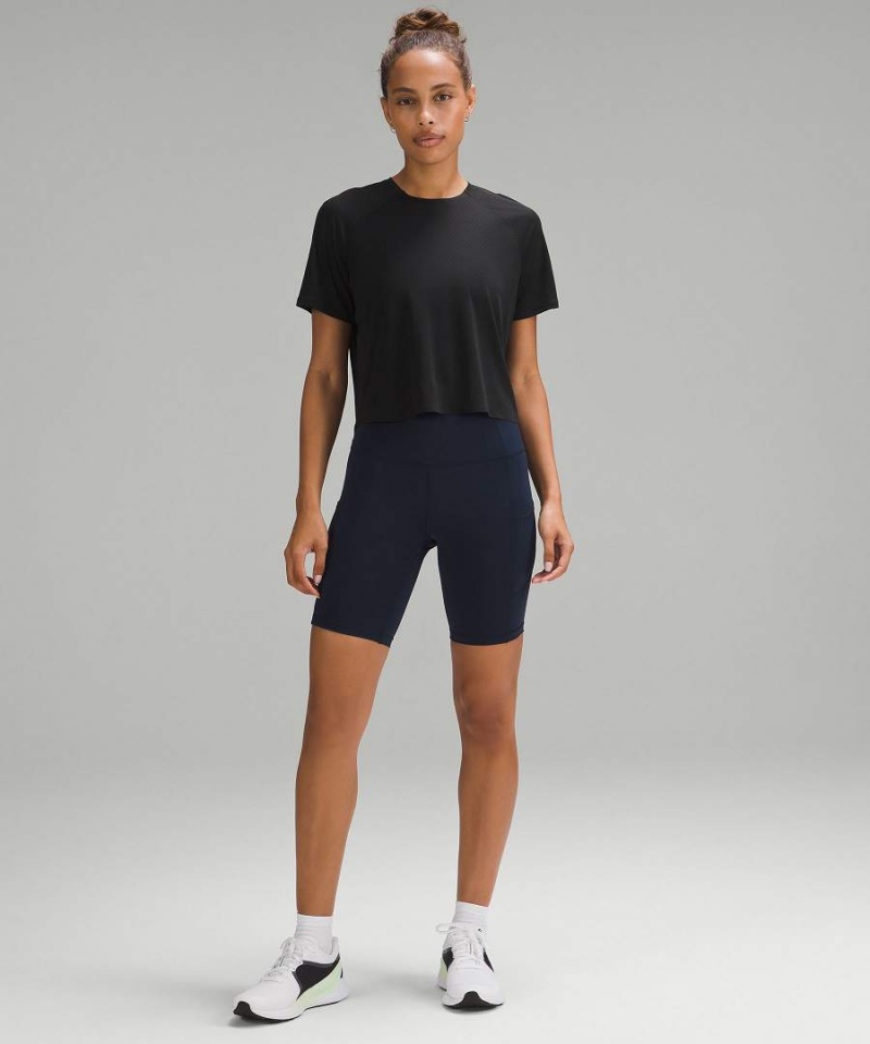 Lululemon Fast and Free Race Length T-shirt Dam Svarta Sverige | IGSPZY819