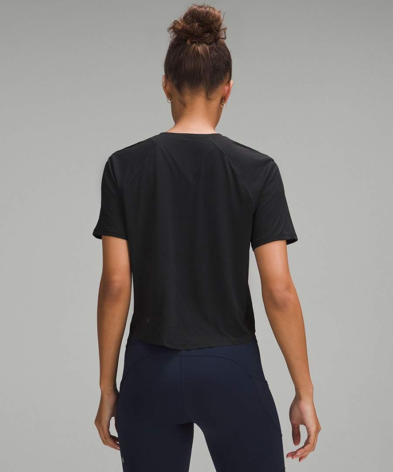 Lululemon Fast and Free Race Length T-shirt Dam Svarta Sverige | IGSPZY819