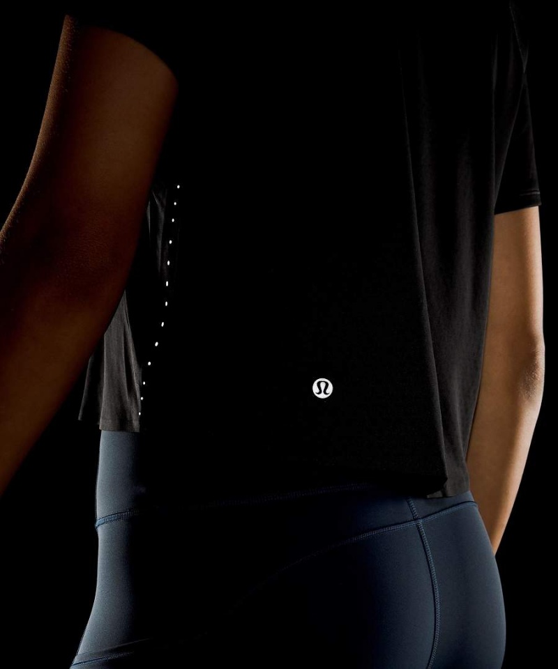 Lululemon Fast and Free Race Length T-shirt Dam Svarta Sverige | IGSPZY819