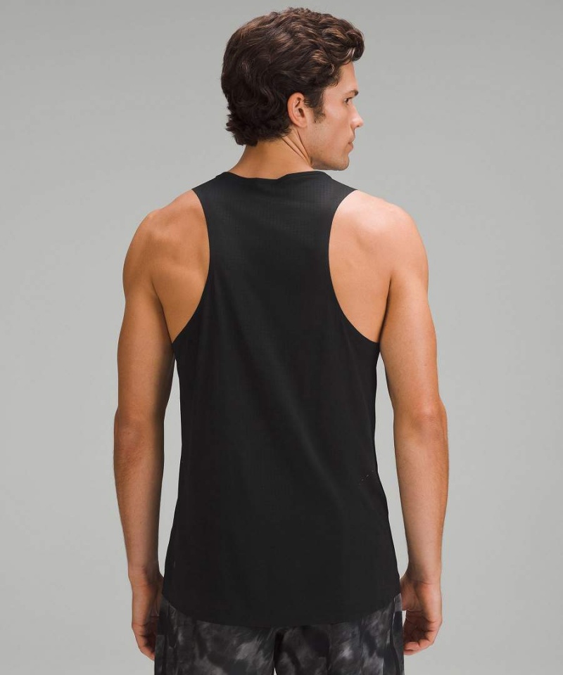 Lululemon Fast and Free Singlet Breathe Linne Herr Svarta Sverige | XPLQMR739