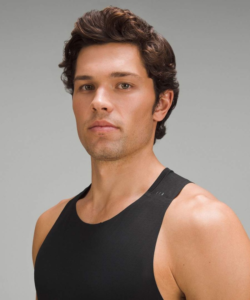 Lululemon Fast and Free Singlet Breathe Linne Herr Svarta Sverige | XPLQMR739