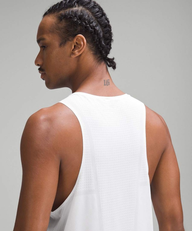 Lululemon Fast and Free Singlet Breathe Linne Herr Vita Sverige | FDZEVK835