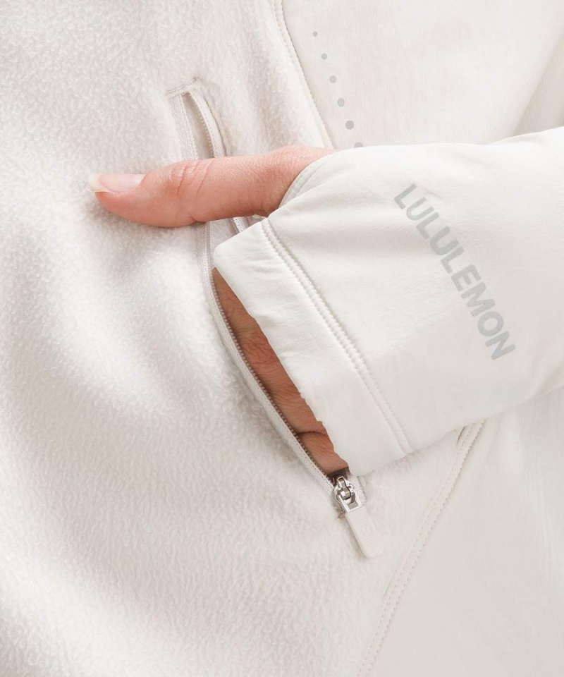Lululemon Fleece-Fodrade Löpar Jackor Dam Vita Sverige | LJFOTP692
