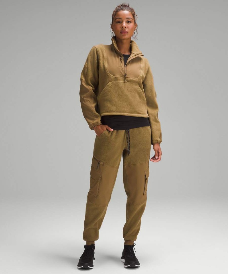 Lululemon Fleece + Ripstop Cargo High-Rise Full Length Vandring Joggingbyxor Dam Khaki Sverige | MLKTWA843