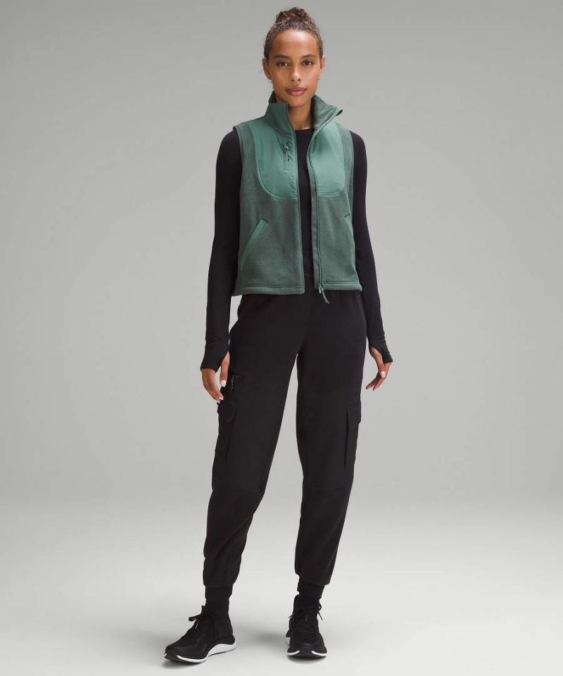 Lululemon Fleece + Ripstop Vandring Väst Dam Mörkgröna Sverige | TAJVNO042