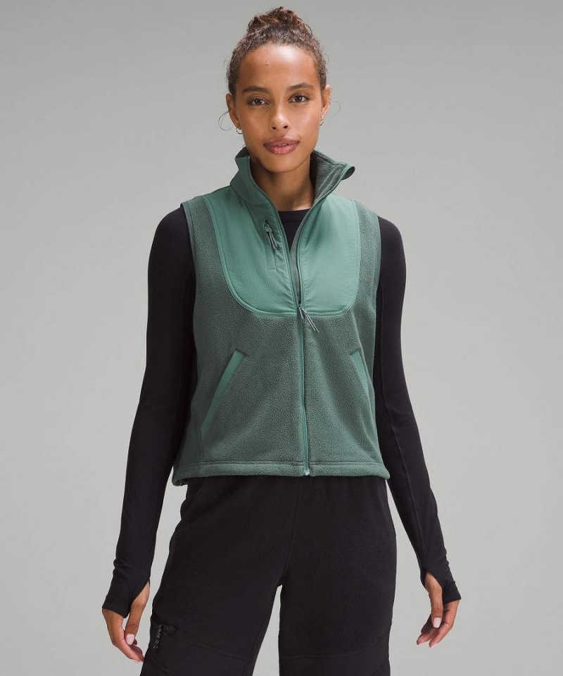 Lululemon Fleece + Ripstop Vandring Väst Dam Mörkgröna Sverige | TAJVNO042
