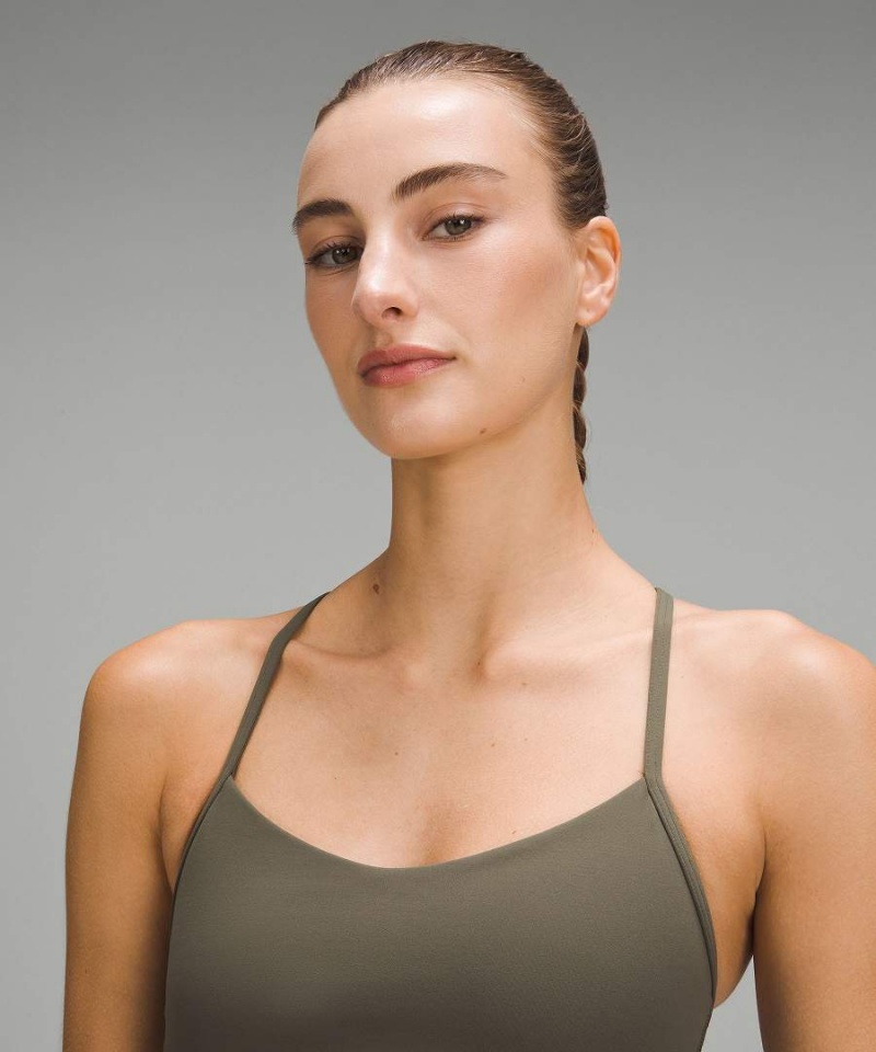 Lululemon Flow Y Bra Nulu Light Support, A–C Cups Sport BH Dam Mörkgröna Sverige | CXYZIW540