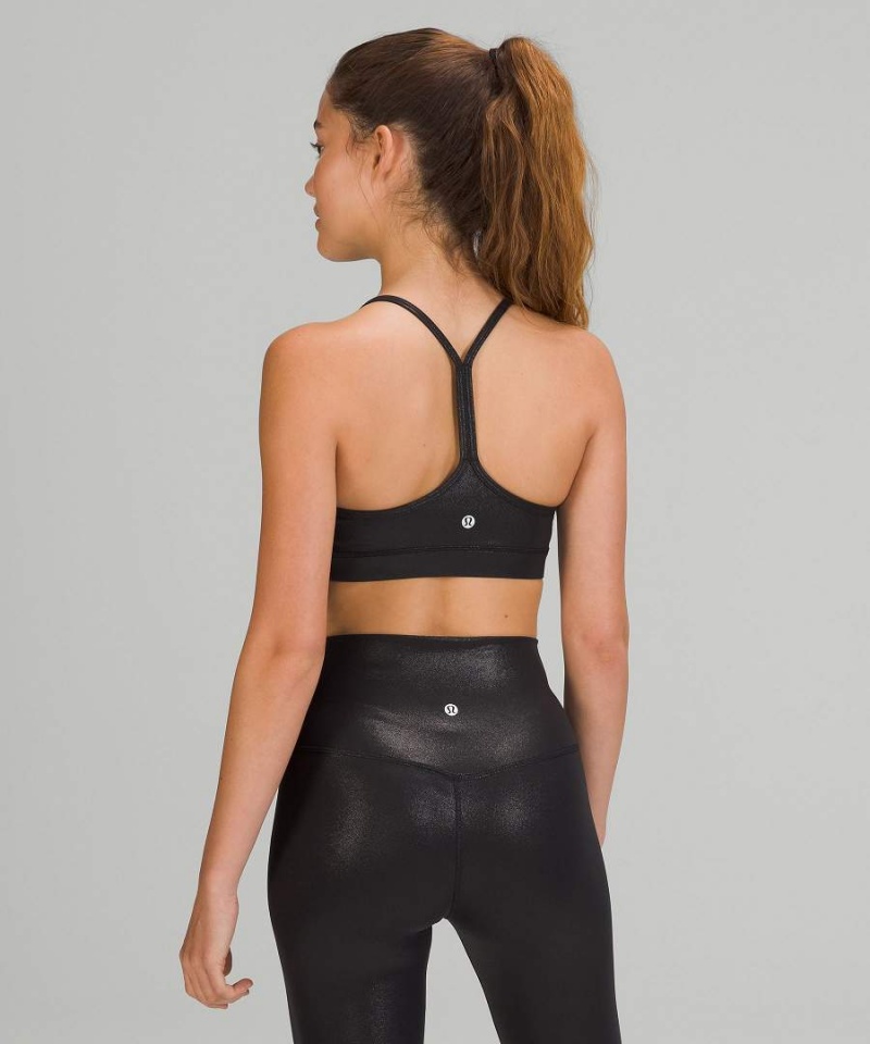 Lululemon Flow Y Bra Nulu Shine Light Support, A–C Cups Sport BH Dam Svarta Sverige | KFTAOX502