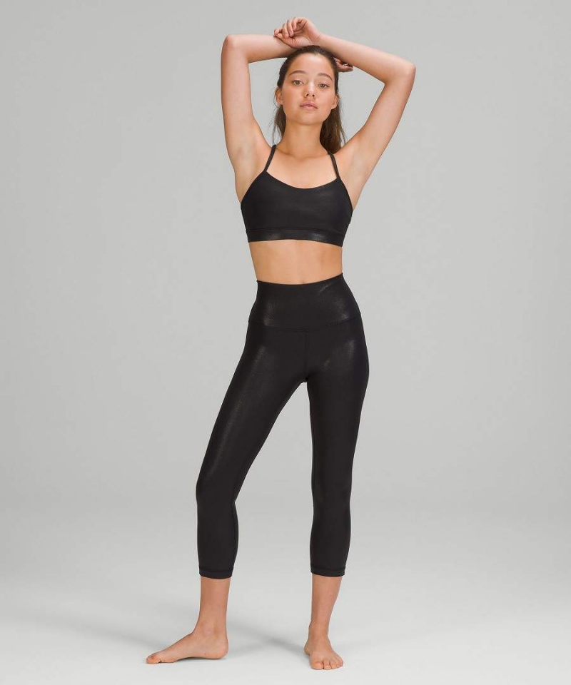 Lululemon Flow Y Bra Nulu Shine Light Support, A–C Cups Sport BH Dam Svarta Sverige | KFTAOX502