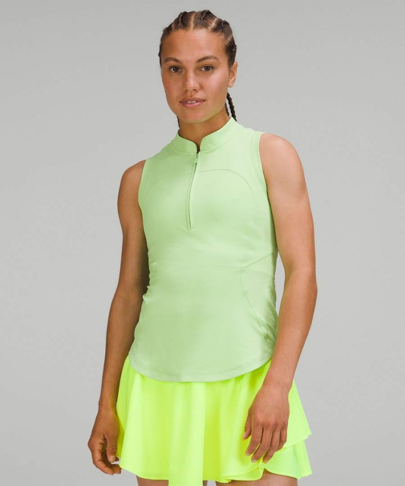 Lululemon Front-Zip Mock-Neck Tennis Linne Dam Gröna Ljus Sverige | TUZGSK609