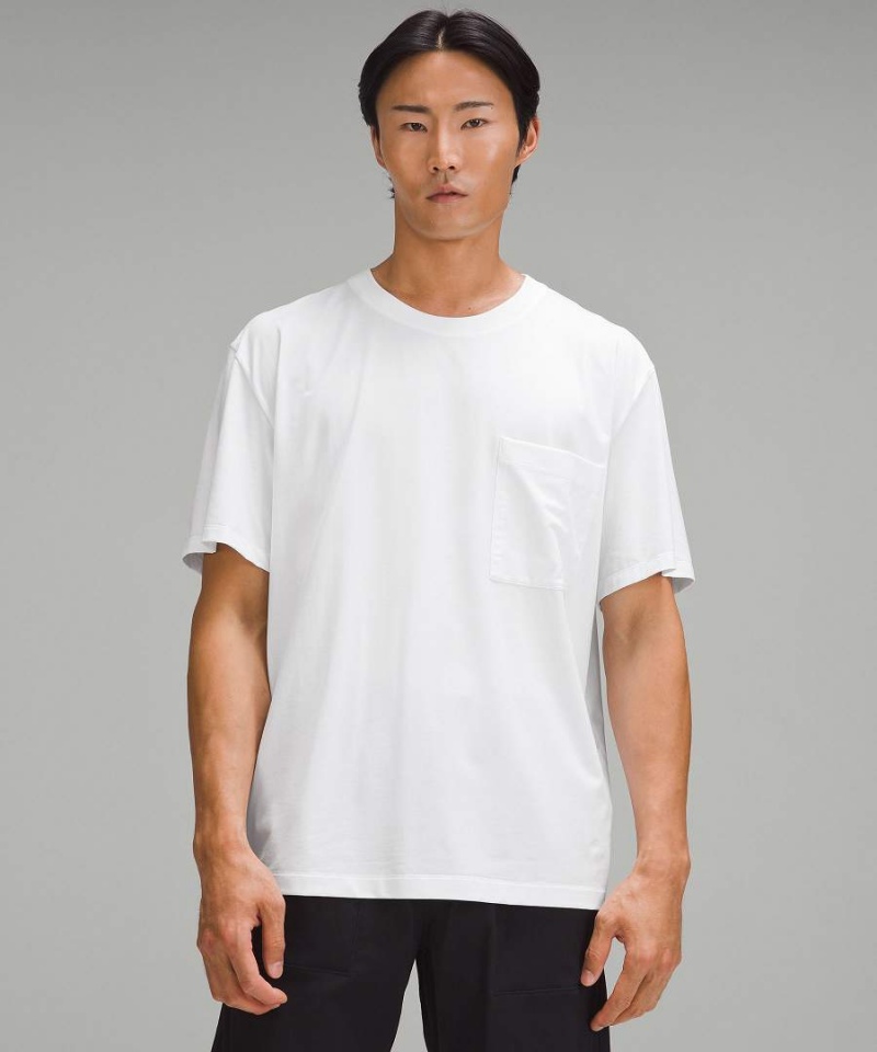 Lululemon Fundamental Oversized Pocket T-shirt Herr Vita Sverige | WGNEHV680