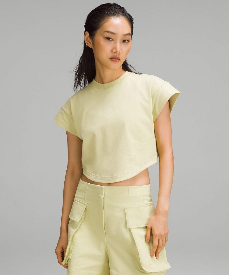 Lululemon Heavyweight Bomull Mock-Neck T-shirt Dam Gula Sverige | VQCNAS941