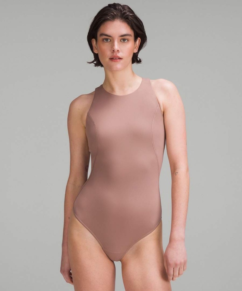 Lululemon High-Neck Tight-Fit Shelf Bodysuit Body Dam Rosa Sverige | WCIYKE921