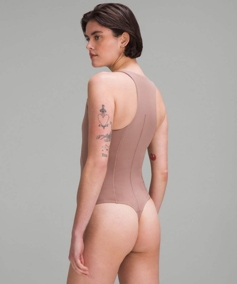 Lululemon High-Neck Tight-Fit Shelf Bodysuit Body Dam Rosa Sverige | WCIYKE921