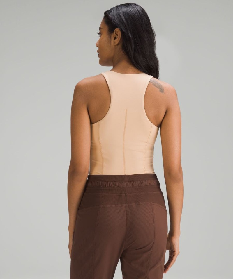 Lululemon High-Neck Tight-Fit Shelf Bodysuit Body Dam Beige Sverige | MZSNHF210