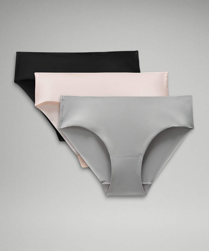 Lululemon InvisiWear Mid-Rise Bikini 3 Pack Underkläder Dam Silver Svarta Sverige | IDOHTX935