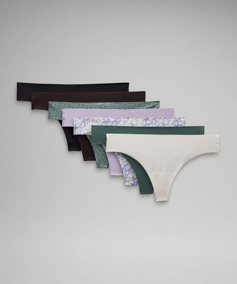 Lululemon InvisiWear Mid-Rise String 7 Pack Underkläder Dam Svarta Lila Lila Sverige | WJYZBD496