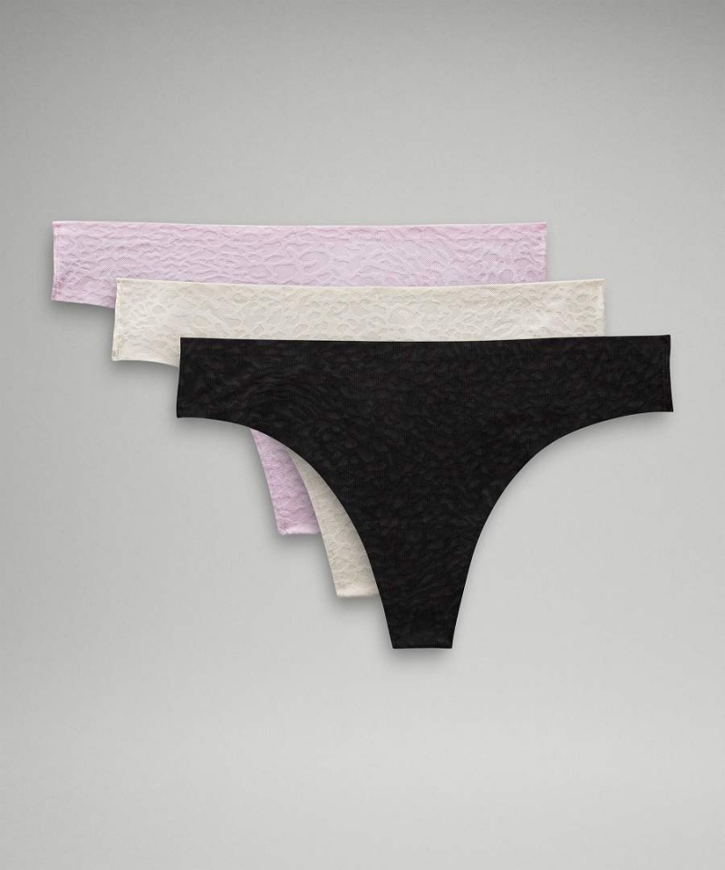 Lululemon InvisiWear Mid-Rise String Performance Spets 3 Pack Underkläder Dam Svarta Beige Rosa Sverige | OLXCYV467