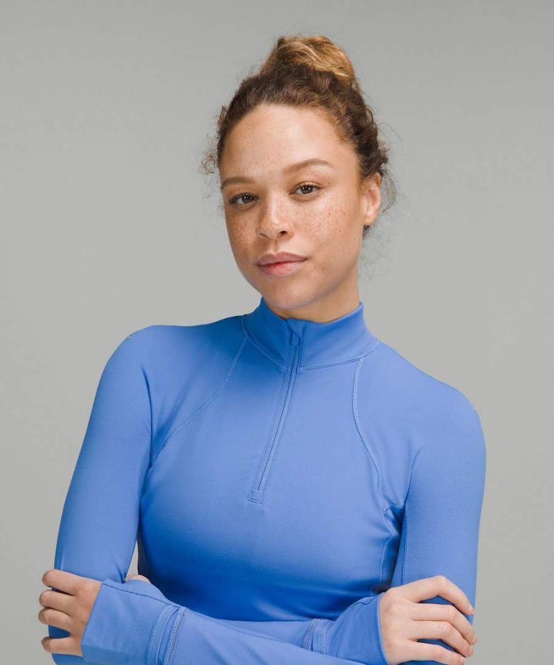 Lululemon It's Rulu Cropped Half Zip Långärmad Tröja Dam Blå Sverige | WYBHLQ354