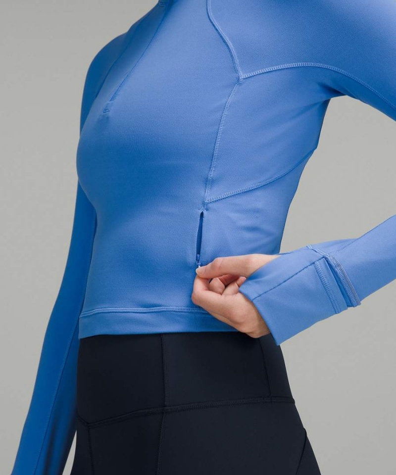 Lululemon It's Rulu Cropped Half Zip Långärmad Tröja Dam Blå Sverige | WYBHLQ354