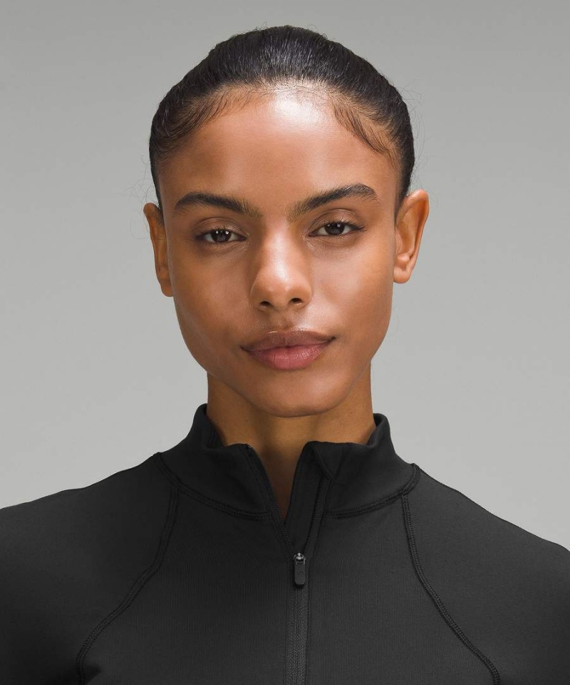Lululemon It's Rulu Half Zip Långärmad Tröja Dam Svarta Sverige | AVJTDF590